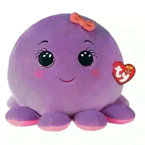 Ty Squishy Beanies -  Octavia Octopus New Kids Plushie Bear Toy Purple Octopus